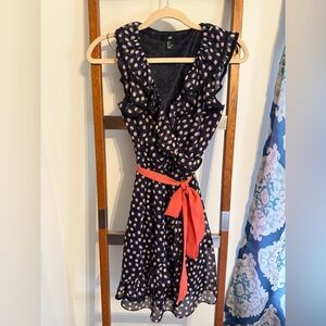 H&M Navy Polka Dot Ruffle Dress